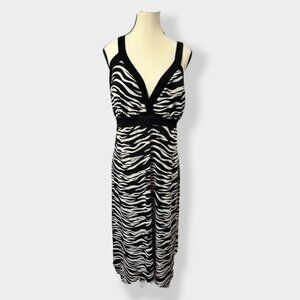 Womens 1 2 Plus Size Black and White Zebra Striped Mai Dress